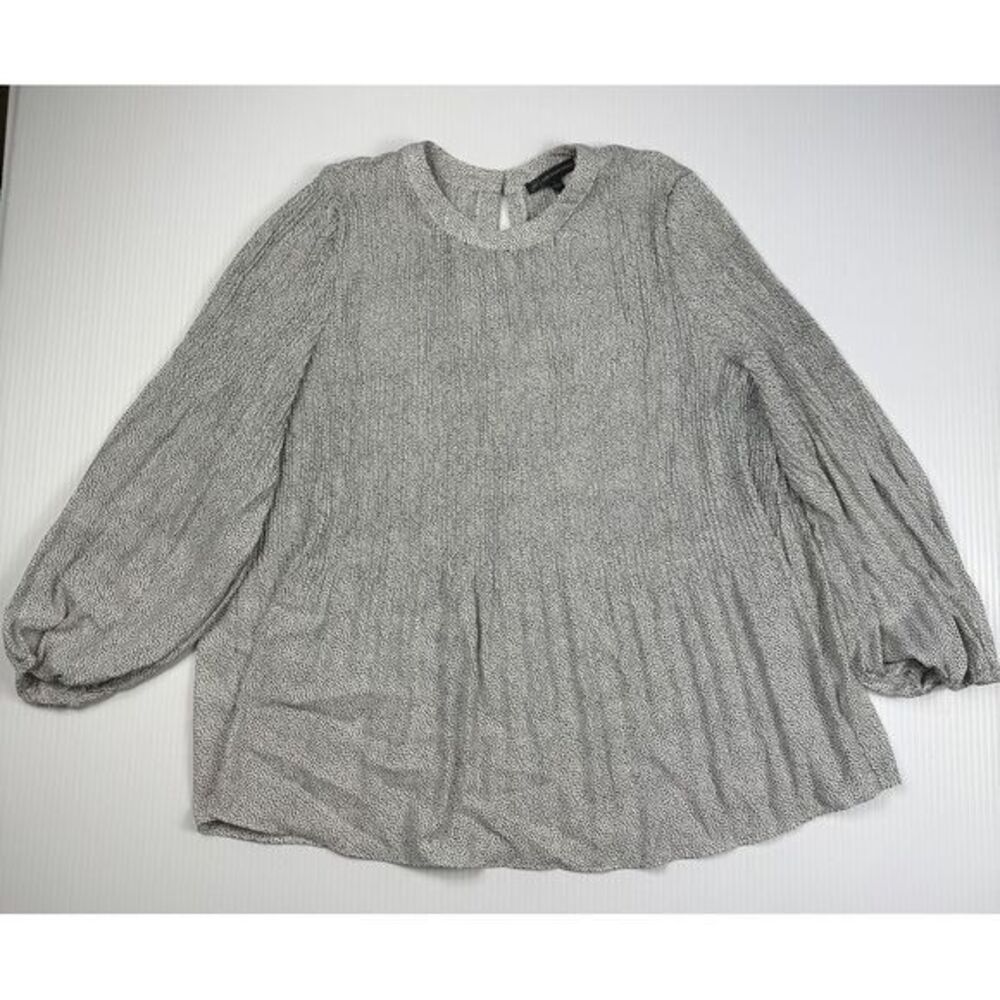 Addriana papell Gray Metallic Long Sleeve Babydoll‎ Blouse Shimmer Party Top s
